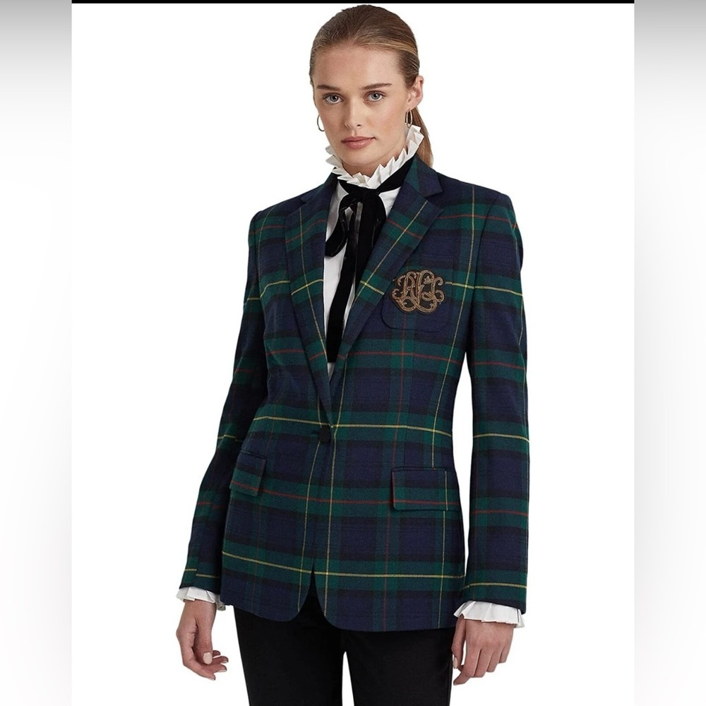 Lauren Ralph Lauren plaid bullion blazer jacket tartan size 10 new with tags - Picture 5 of 6